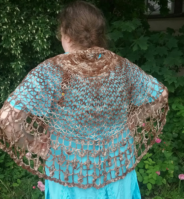 Hand crochet shawl from hand spun alpaca yarn